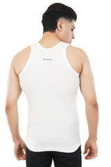 Back view of the white tank top with a simple, elegant design perfect for versatile daily wear.